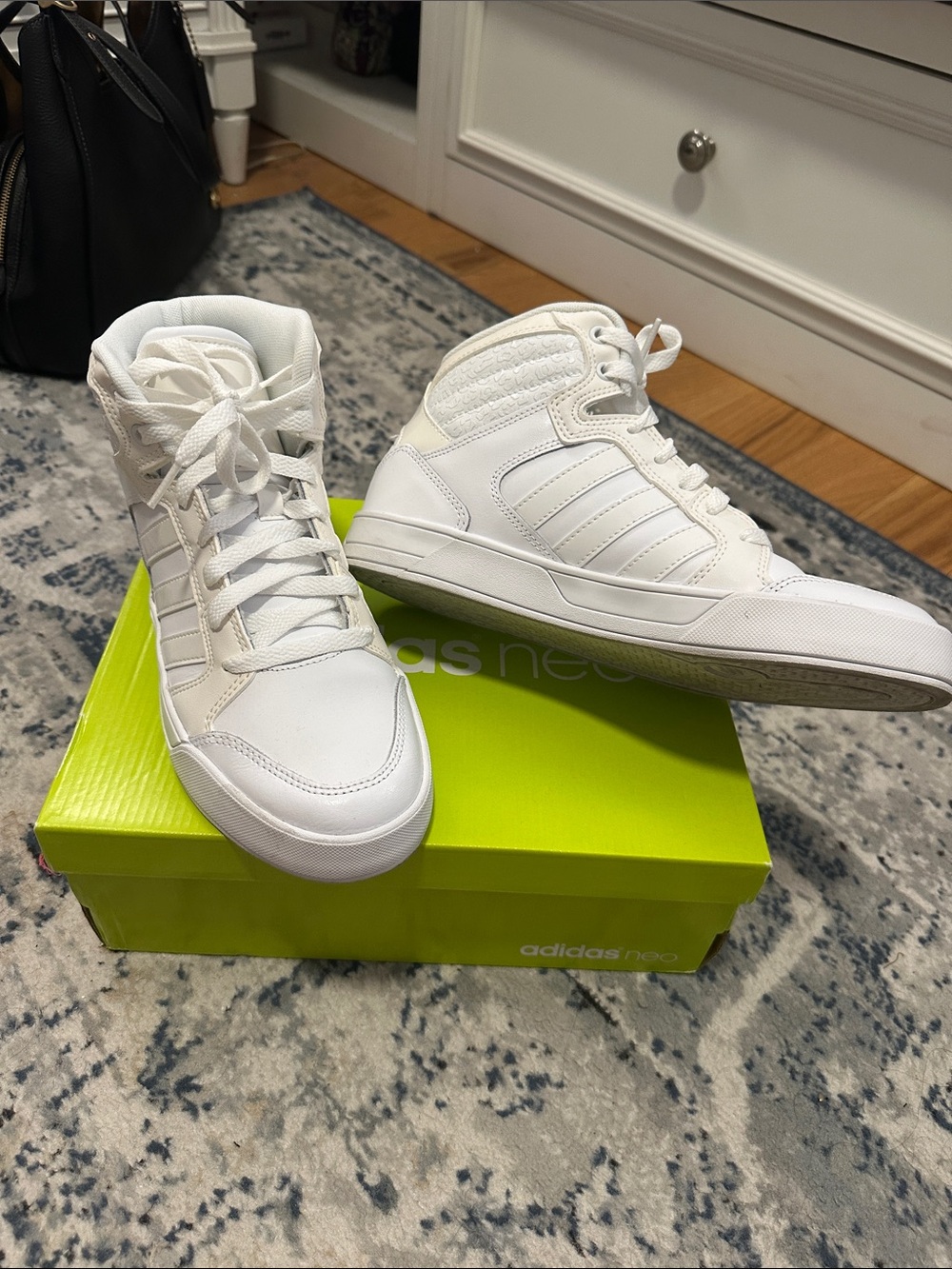 adidas White High-Top Lace-Up Sneakers